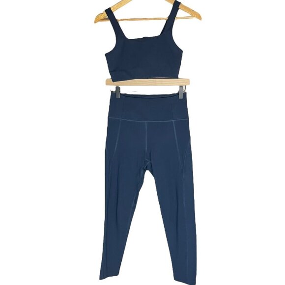 Girlfriend‎ Collective S/M Matching Athletic Set Solid Dark Blue Yoga Athleisure - Picture 1 of 10